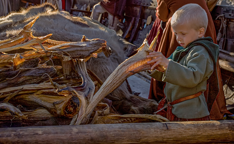 Magnus checking the supplies of Stockfish before aViking voyage - Image copyrighted  Gary Waidson. All rights reserved.